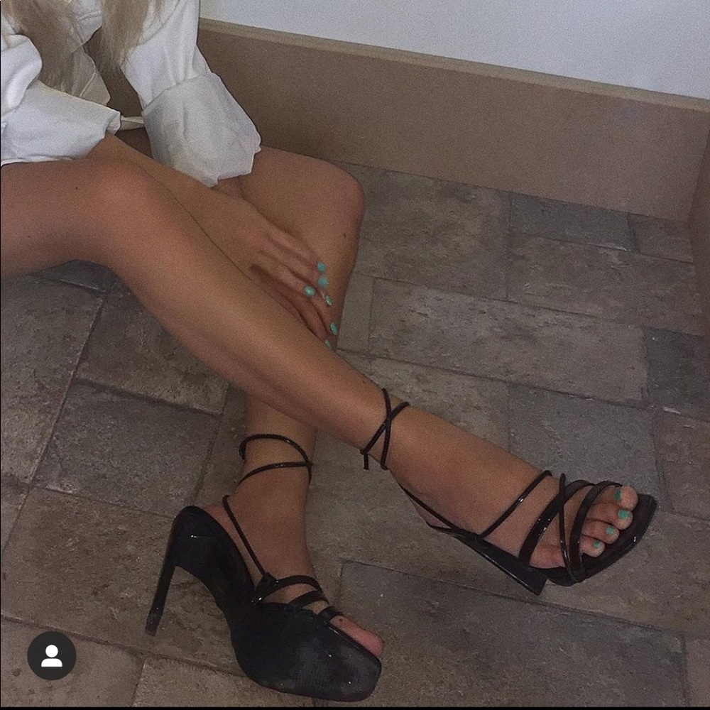 Boohoo Strappy Square Toed Heels